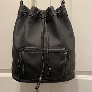 Longchamp Black Leather Bucket Bag
